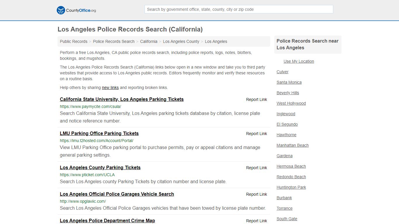 Police Records Search - Los Angeles, CA (Accidents ...